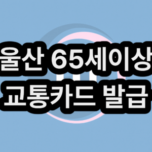 울산 65세 노인 및 어르신 교통카드 발급 방법 및 혜택